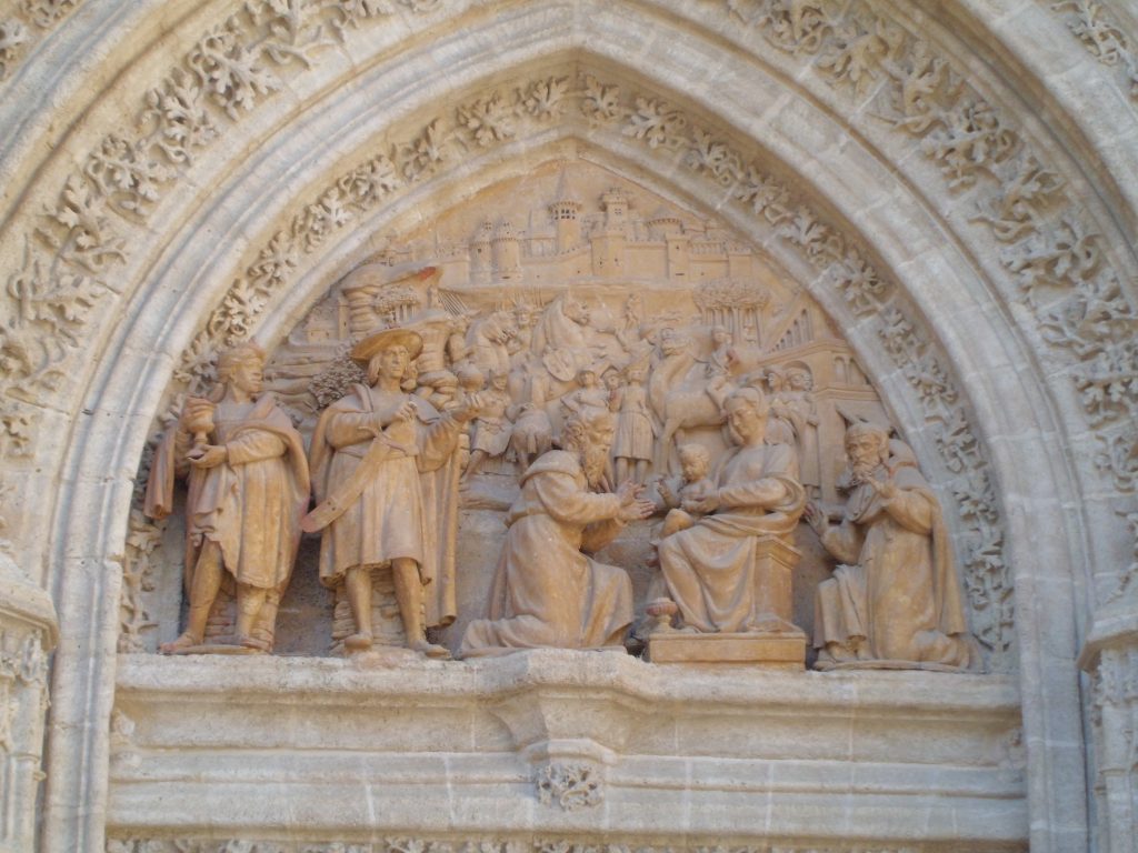 La adoración de los Reyes Magos, en la Puerta de Palos de la Catedral